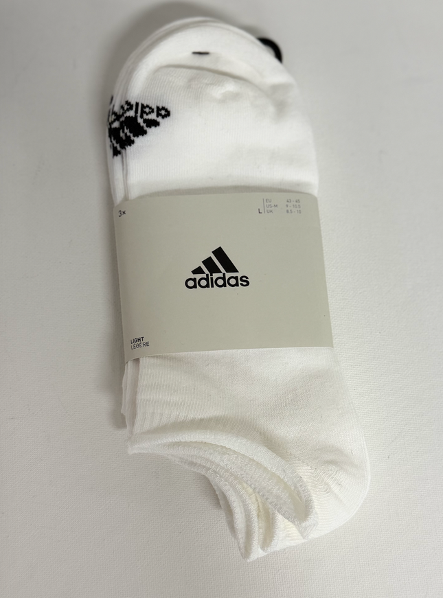 Adidas Unisex Light No Show Socks 3 Pack - White/Black