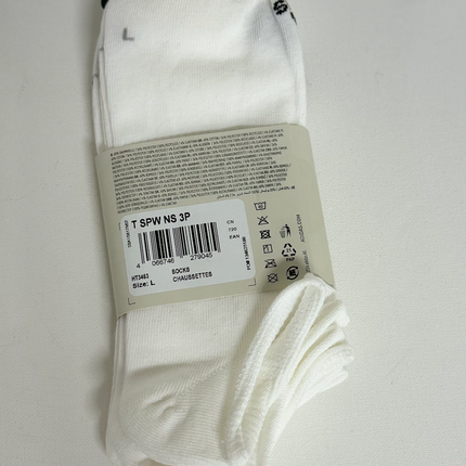 Adidas Unisex Light No Show Socks 3 Pack - White/Black