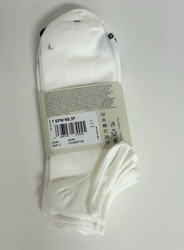 Adidas Unisex Light No Show Socks 3 Pack - White/Black