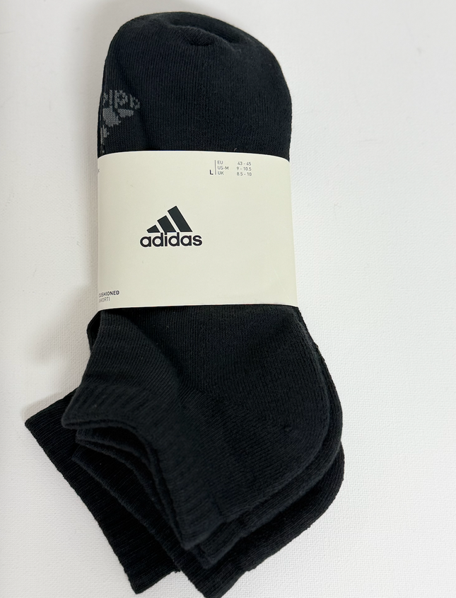 Adidas Unisex Cushioned Low Socks 3 Pack - Black/Grey