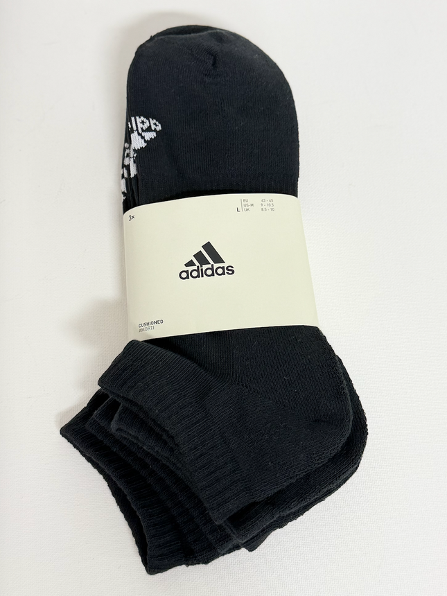 Adidas Unisex Cushioned Low Socks 3 Pack - Black/White