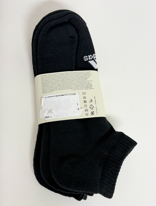 Adidas Unisex Cushioned Low Socks 3 Pack - Black/White