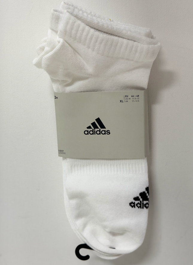Adidas Unisex Light Low Socks 3 Pack - White/Black