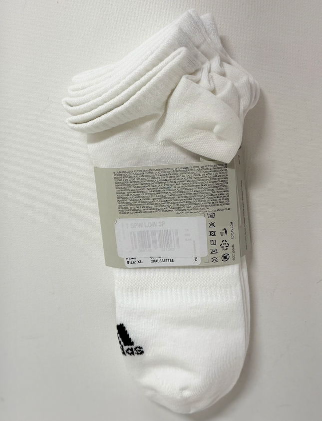 Adidas Unisex Light Low Socks 3 Pack - White/Black