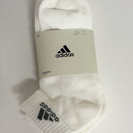 Adidas Unisex Cushioned Ankle Socks 3 Pack - White/Grey