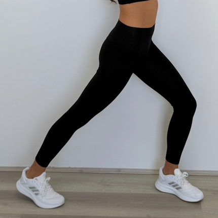 Beyond Yoga Snake Jacquard High Waisted 7/8 Yoga Leggings – Black