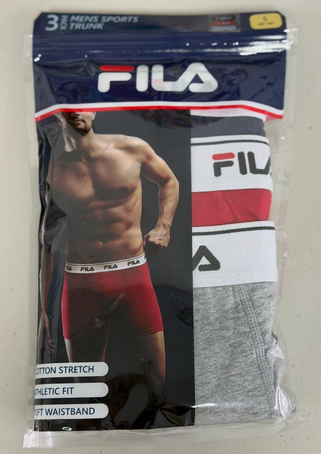 Fila Men's Cotton Stretch Sports Trunk 3 Pack Multi