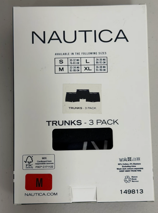 Nautica Cotton Stretch Trunk 3 pack Blue