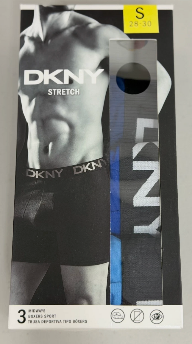 DKNY Men's Cotton Stretch Boxer Briefs 3 pack - Peacoat/ Cobalt/ Blue