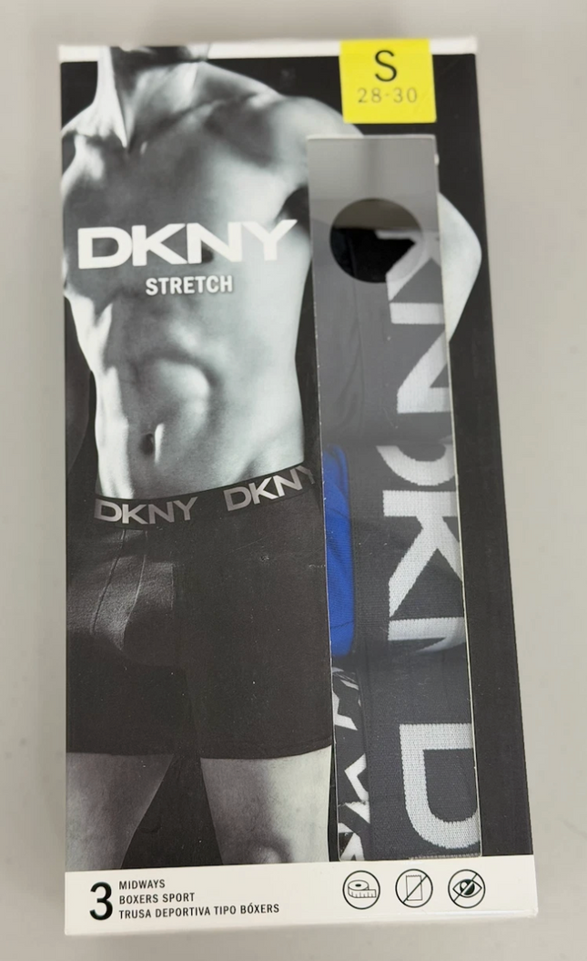 DKNY Men's Cotton Stretch Boxer Briefs 3 pack - Peacoat/ Cobalt/ Print