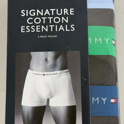 Tommy Hilfiger Men's Signature Cotton Essentials Trunks 3 Pack Underwear - Black