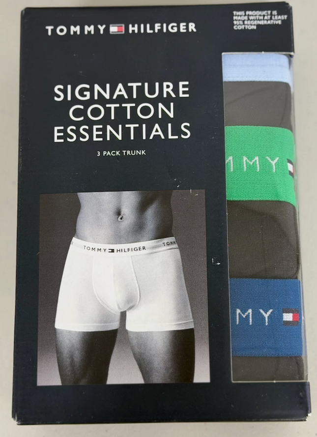 Tommy Hilfiger Men's Signature Cotton Essentials Trunks 3 Pack Underwear - Black