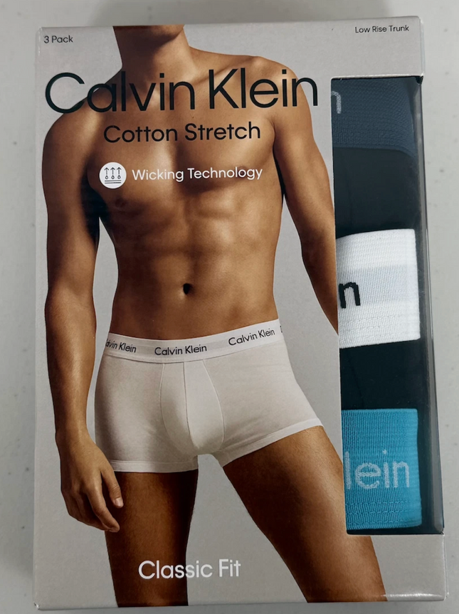 Calvin Klein Men's Cotton Stretch Trunks 3 Pack Underwear - Black/ Multi