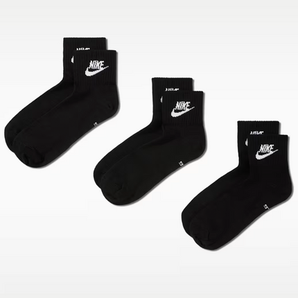 Nike Unisex Everyday Essential Dri-Fit Ankle Socks 3 Pack - Black