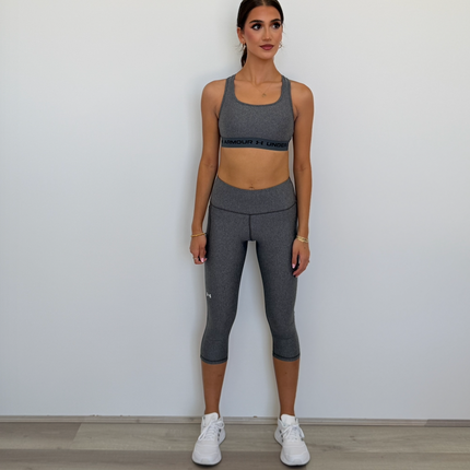 Under Armour Women's Heatgear Armour Hi Capri Tights - Charcoal Light Heather/White