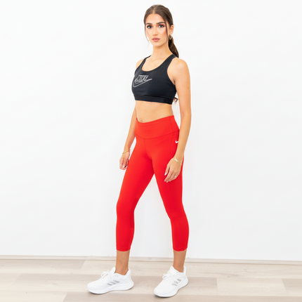 Nike Women's Dri FIT Fast Crop Tights - Chile Red/Reflective Silver