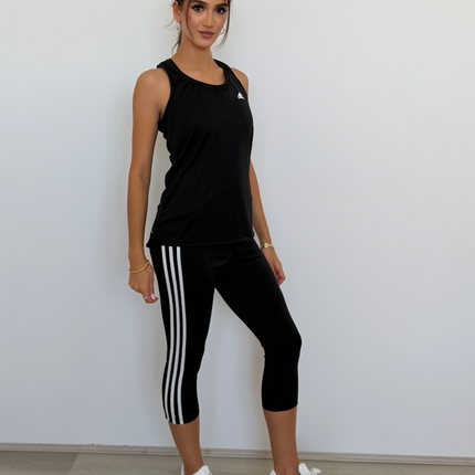 Adidas Women's 3 Stripe 3/4 Tights - Black/White
