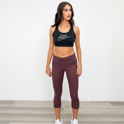 Nike Women's Dri FIT Fast Crop Tights - Dark Wine/Reflective Silver
