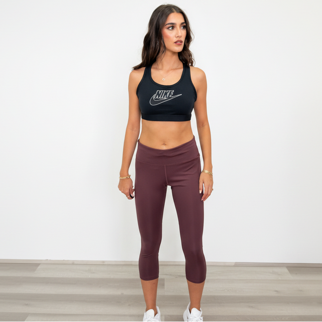 Nike Women's Dri FIT Fast Crop Tights - Dark Wine/Reflective Silver