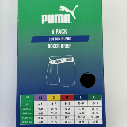 Puma Boys Boxer Brief 6 Pack - Black