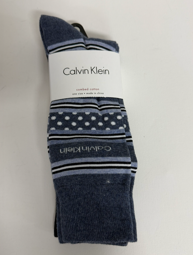 Calvin Klein 4 Pack Stripe & Dot Dress Socks Black, US 7-12