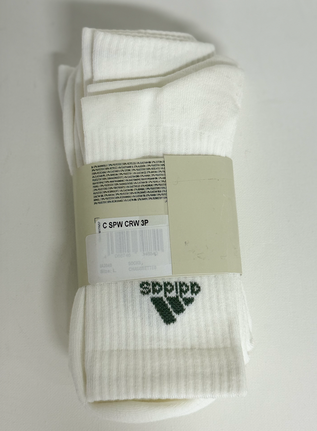 Adidas Unisex Cushioned Crew Sock 3-Pack - White/Grey