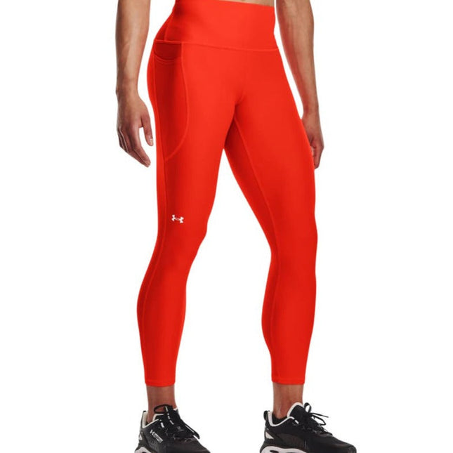 Under Armour Women’s HeatGear Armour Hi Ankle Tights – Phoenix Fire/White Logo