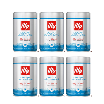 illy Decaffeinated Ground Coffee 250g – Pack of 6