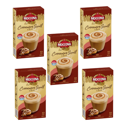 Moccona Cinnamon Scroll Latte coffee sachets 50 pack bulk box
