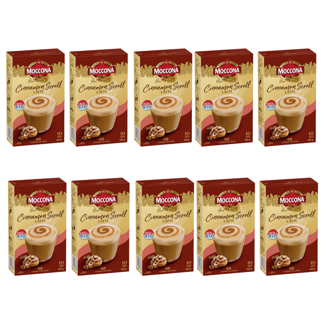 Moccona Cinnamon Scroll Latte coffee sachets 100 pack bulk box
