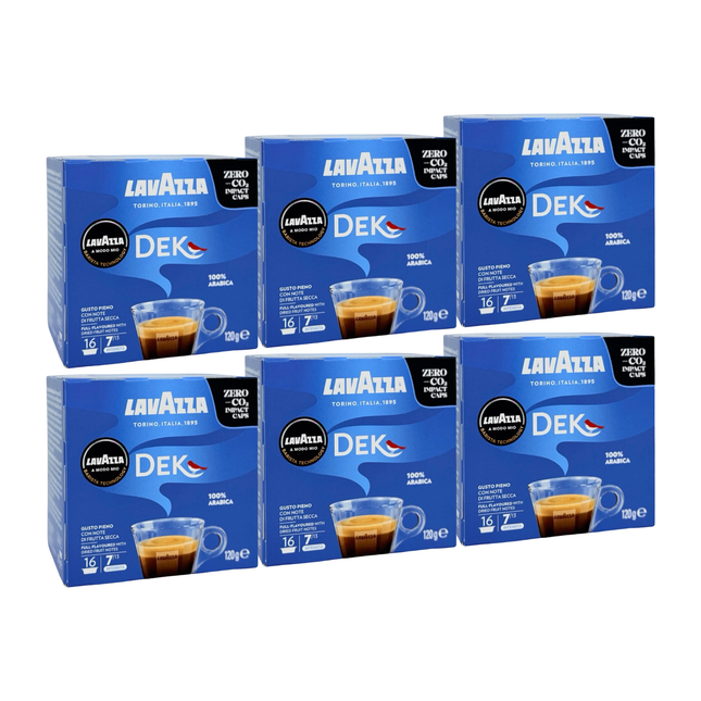 Lavazza A Modo Mio Dek Decaf Coffee Pods – 96 Pods (6 Packs x 16 Pods)