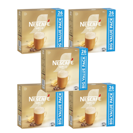 Nescafe Vanilla Latte Coffee Sachets 130 Pack
