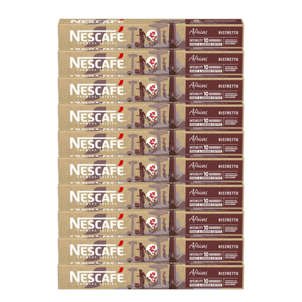 Nescafe Farmers Origin Pods Africas Ristretto Coffee Capsules - 100 Pack (Custom Bulk Pack)