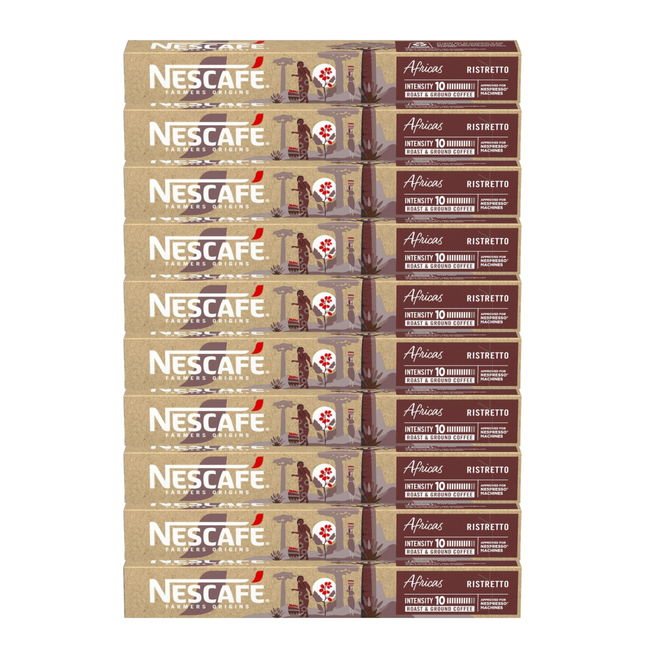 Nescafe Farmers Origin Pods Africas Ristretto Coffee Capsules - 100 Pack (Custom Bulk Pack)