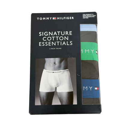 Tommy Hilfiger Men's Signature Cotton Essentials Trunks 3 Pack Underwear - Black