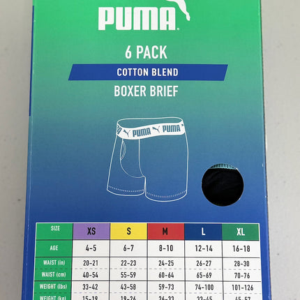 Puma Boys Boxer Brief 6 Pack - Black