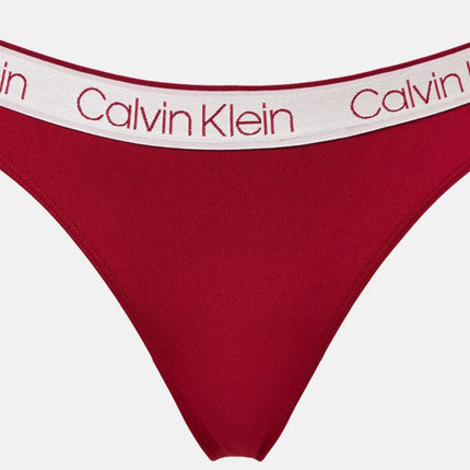 Calvin Klein Women's Chromatic Thong 3-Pack - Black/Red Carpet/Chalk Stripe Grey