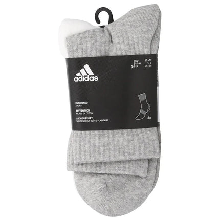Adidas Men's Cushioned Crew Socks 3-Pack - Grey Heather/White/Black
