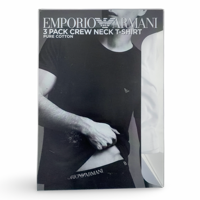 Emporio Armani Mens Pure Cotton Crew Neck T-Shirt 3 Pack - White