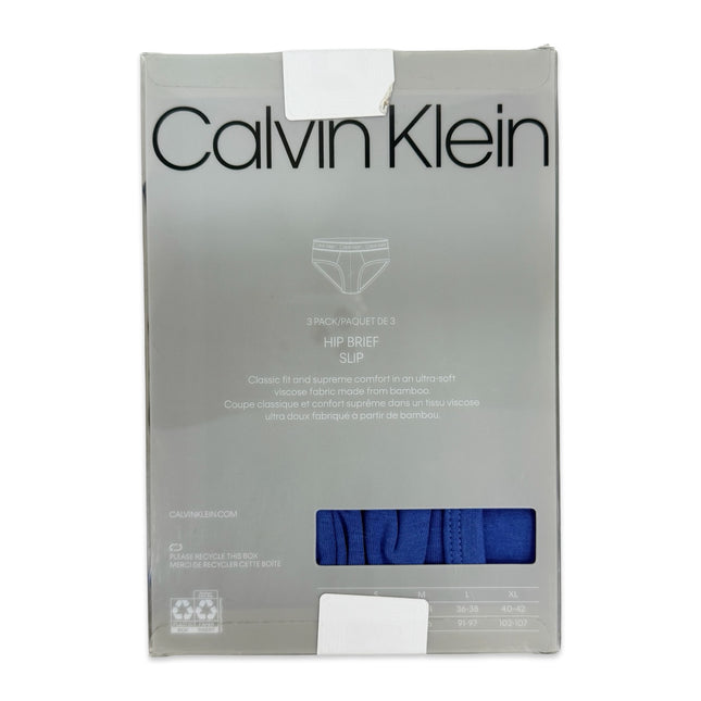 Calvin Klein Mens Bamboo Hip Brief 3 Pack - Blue/Navy/Black