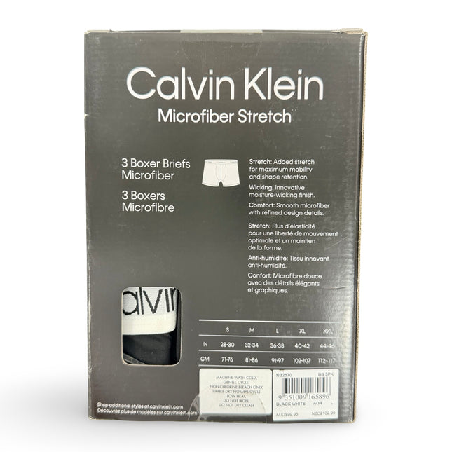 Calvin Klein Mens Microfiber Stretch Boxer Brief 3 Pack - Black