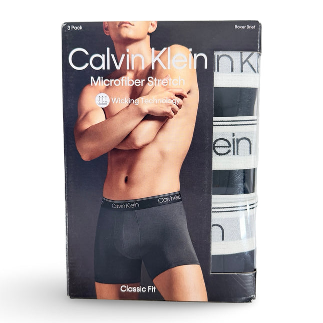 Calvin Klein Mens Microfiber Stretch Boxer Brief 3 Pack - Black