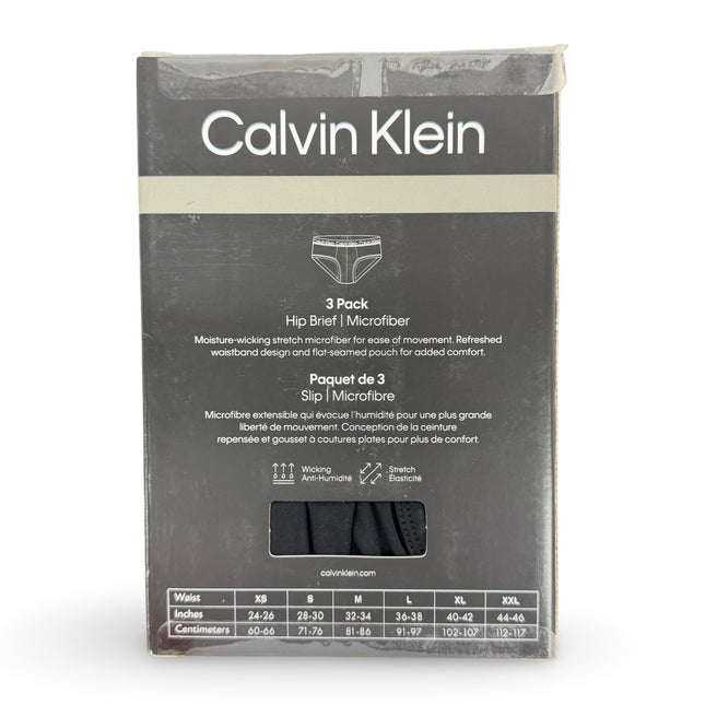 Calvin Klein Mens Microfiber Hip Brief 3 Pack - Black