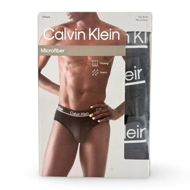 Calvin Klein Mens Microfiber Hip Brief 3 Pack - Black