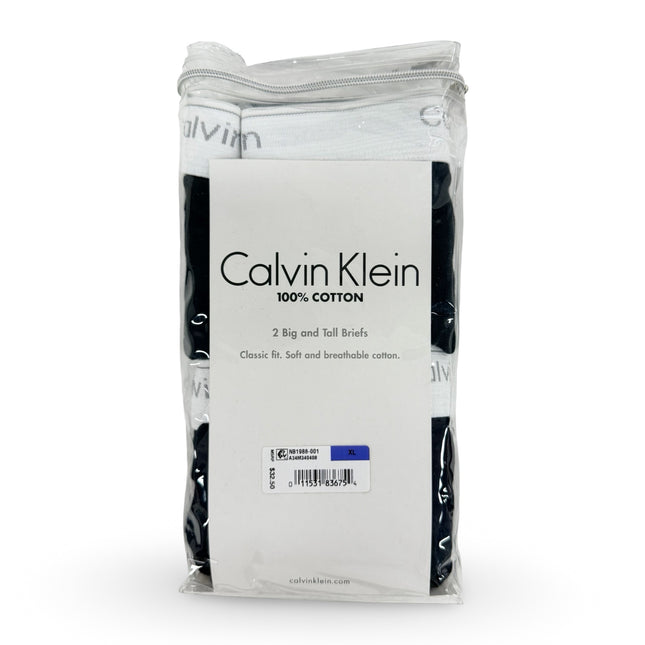 Calvin Klein Mens Cotton Big and Tall Briefs 2 Pack - Black