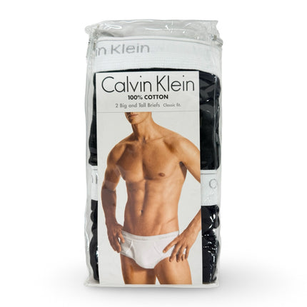 Calvin Klein Mens Cotton Big and Tall Briefs 2 Pack - Black