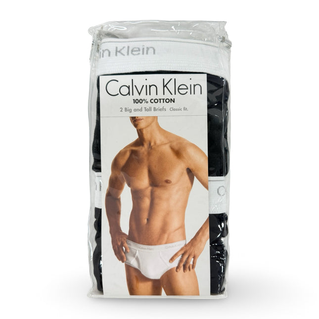 Calvin Klein Mens Cotton Big and Tall Briefs 2 Pack - Black