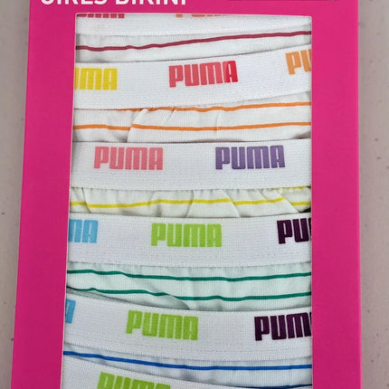 Puma Girls Striped Bikini 6 Pack - White/Stripe